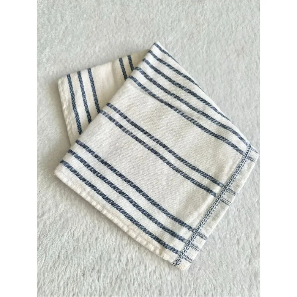 KASSASPA - by Kassatex - 100% cotton white and blue striped square towel 12 x 12